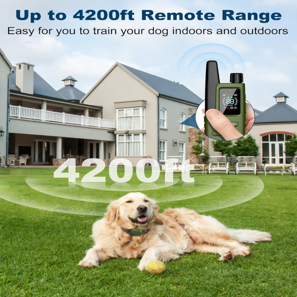 Dog Shock Collar - 4200FT Remote Training Collar with Waterproof Design