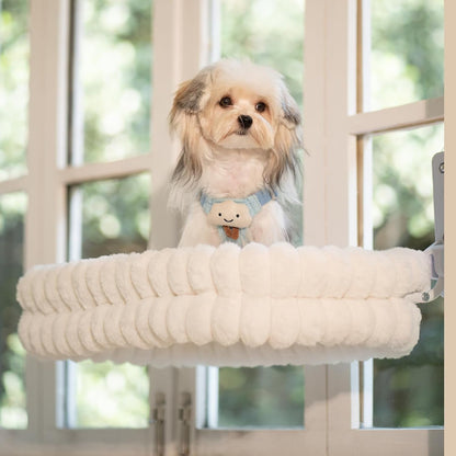 Cat Window Perch for Indoor Cats Hammock for Window with Reversible Cushion, Foldable Cat Window Bed for Large Cats and Kittens(White,Medium)