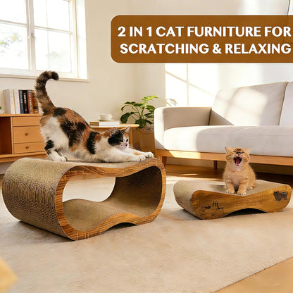 Cat Scratcher, 2 in 1 Cat Scratch Board for Scraching & Napping, Cat Scratchers for Indoor Cats Scratching Pad Couch Lounger Cardboard as Cat Bed & Furniture Protector from Cat Claws, Large 27.44 Inch