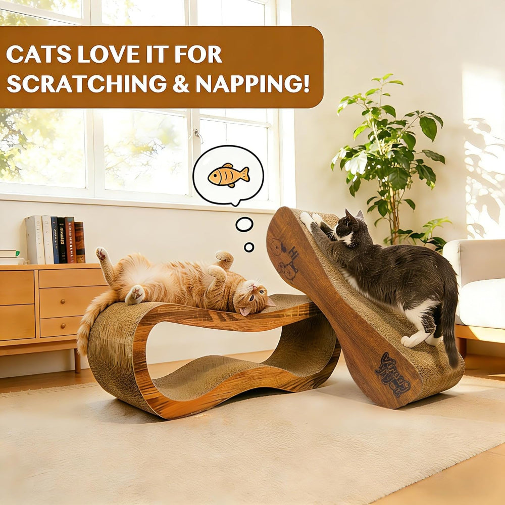 Cat Scratcher, 2 in 1 Cat Scratch Board for Scraching & Napping, Cat Scratchers for Indoor Cats Scratching Pad Couch Lounger Cardboard as Cat Bed & Furniture Protector from Cat Claws, Large 27.44 Inch